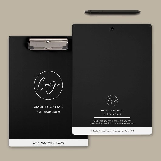 ミニマリストのビジネスロゴ白黒プロモーション クリップボード