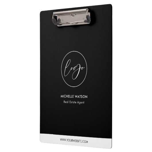 ミニマリストのビジネスロゴ白黒プロモーション クリップボード (左)