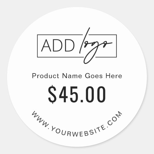 ミニマリストのビジネスロゴ製品価格ラベルシール ラウンドシール (正面)