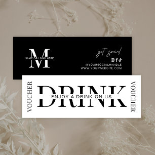 ミニマリストのビジネス企業のロゴDrinkバウチャー スキニー名刺