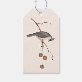 ミニマリストのピンクとグレーの鳥の冬の贈り物ラベル ギフトタグ