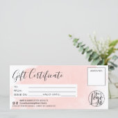 ミニマリストのピンクの水の色のギフト証明書のロゴ (スタンド正面)