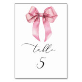 ミニマリストのピンク弓スクリプトテーブル番号 テーブルナンバー (正面)