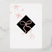 ミニマリストのフォイルボウ卒業写真 箔招待状 (裏面)