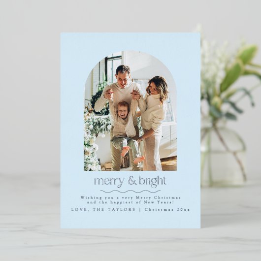 ミニマリストのフォイル写真家族クリスマスカード 箔シーズンカード (立ち正面)