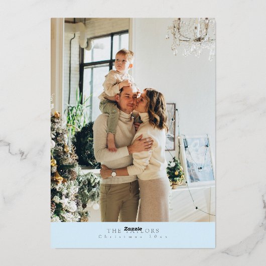 ミニマリストのフォイル写真家族クリスマスカード 箔シーズンカード (裏面)