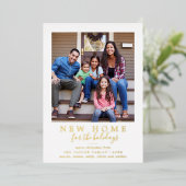 ミニマリストのフォイル新しい家のための休日の写真 箔シーズンカード (立ち正面)