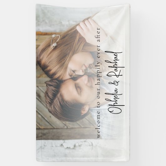 ミニマリストのフォトオーバーレイスクリプト結婚へようこそ 横断幕 (縦)