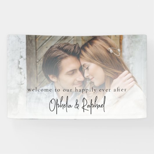 ミニマリストのフォトオーバーレイスクリプト結婚へようこそ 横断幕 (横)