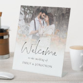 ミニマリストのフォトオーバーレイ結婚へようこそ 台座サイン (インサイチュ)
