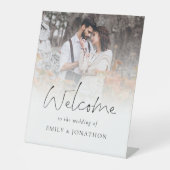 ミニマリストのフォトオーバーレイ結婚へようこそ 台座サイン (正面)