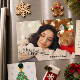ミニマリストのフォトクリスマスカードの記念マグネット マグネット招待状