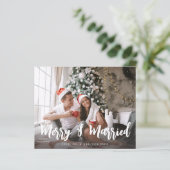 ミニマリストのフォト クリスマス+結婚 報告 はがき Budget (スタンド正面)