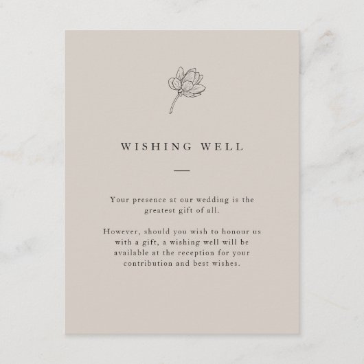 ミニマリストのフローラ・ニュートラル・ウィッシング  エンクロージャーカード (正面)