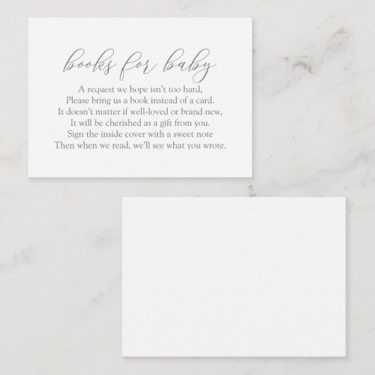 ミニマリストのブックリクエスト赤ちゃんシャワーエンクロージャカード エンクロージャーカード (正面/裏面)