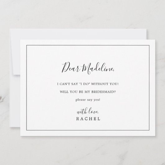 ミニマリストのブライズメイド提案カード 招待状 (裏面)