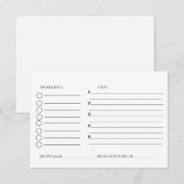 ミニマリストのブライダルシャワーレシピのリクエスト エンクロージャーカード