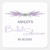 ミニマリストのブライダルシャワー ラベンダー花束 スクエアシール (正面)