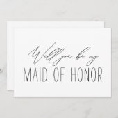 ミニマリストのブライドメイドメイド・オブ・オーナー(花嫁付き添い人)提案カード 招待状 (正面/裏面)