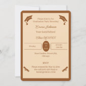 ミニマリストのブラウンとベージュカスタムの卒業 招待状 (正面)