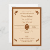 ミニマリストのブラウンとベージュカスタムの卒業 案内ポストカード (正面/裏面)