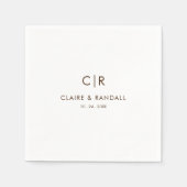 ミニマリストのブラウンと白結婚のナプキン スタンダードカクテルナプキン (正面)