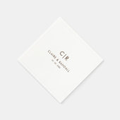 ミニマリストのブラウンと白結婚のナプキン スタンダードカクテルナプキン (角)