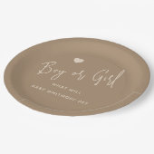 ミニマリストのブラウンボーイまたはガールジェンダーの表示 ペーパープレート (アングル)