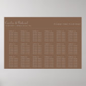 ミニマリストのブラウン夕べ結婚のシーティングチャート ポスター (正面)