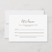 ミニマリストのブラウン結婚ホワイトの曲のリクエストカード 出欠カード (正面)