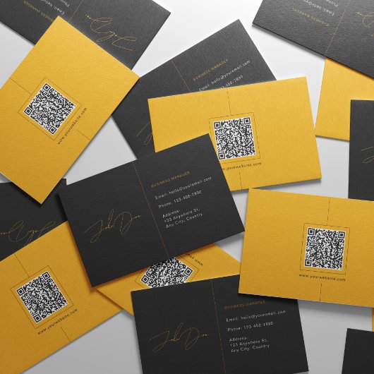 ミニマリストのブラックとイエロー名刺 名刺