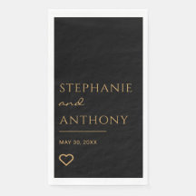 ミニマリストのブラックと金ゴールドモダンハート結婚の