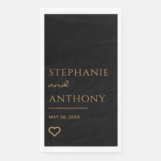 ミニマリストのブラックと金ゴールドモダンハート結婚の (正面)