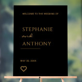 ミニマリストのブラックと金ゴールドモダンハート結婚の アクリルサイン (ニュートラル)