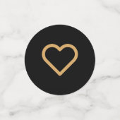 ミニマリストのブラックと金ゴールドモダンハート結婚の コンフェッティ (スモール正面)