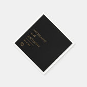 ミニマリストのブラックと金ゴールドモダンハート結婚の スタンダードカクテルナプキン (角)