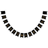 ミニマリストのブラックと金ゴールドモダンハート結婚の バンティングフラッグ (全)