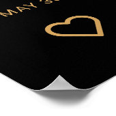 ミニマリストのブラックと金ゴールドモダンハート結婚の ポスター (角)