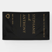 ミニマリストのブラックと金ゴールドモダンハート結婚の 横断幕 (横)