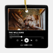 ミニマリストのブラックアルバムカバー音楽フォトクリスマス セラミックオーナメント (正面)