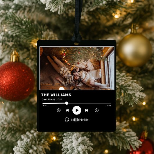 ミニマリストのブラックアルバムカバー音楽フォトクリスマス セラミックオーナメント