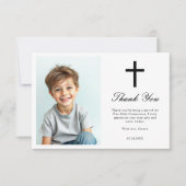 ミニマリストのブラッククロスボーイズ第一聖体写真 サンキューカード (正面)
