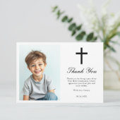 ミニマリストのブラッククロスボーイズ第一聖体写真 サンキューカード (スタンド正面)