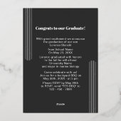 ミニマリストのブラックゴールドフォイル卒業発表 箔招待状 (裏面)