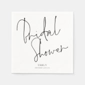 ミニマリストのブラックスクリプト名ブライダルシャワー スタンダードカクテルナプキン (正面)
