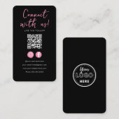 ミニマリストのブラックピンクQrコードが私たちと接続 エンクロージャーカード (正面/裏面)