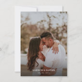 ミニマリストのブラックモノグラム葉との結婚s 招待状 (裏面)