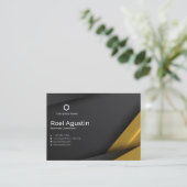 ミニマリストのブラック名刺または身分証明書 名刺 (スタンド正面)