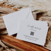 ミニマリストのブラック結婚&ホワイトのQRコードRSVPカード 出欠カード