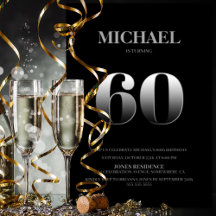 ミニマリストのブラック&シルバー60th誕生日パーティー